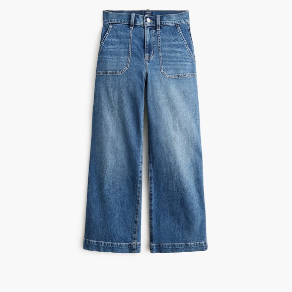J. Crew Factory Denim - J.Crew Wide-leg Cropped Utility Jean in All-Day Stretch